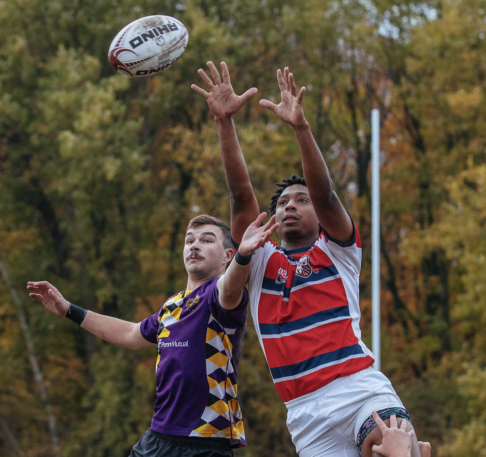 Saint John's Rugby player deflects opponent in a game-changing play